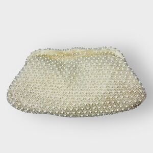 Vintage‎ CORDE-BEAD by LUMURED Cream Beaded Clutch Evening Bag
